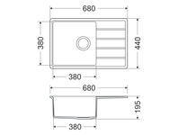 Zdjęcie: Zlewozmywak granitowy Metro grafitowy, 1 duża komora z ociekaczem, 68x44x19,5 cm syfon manualny MILÓ