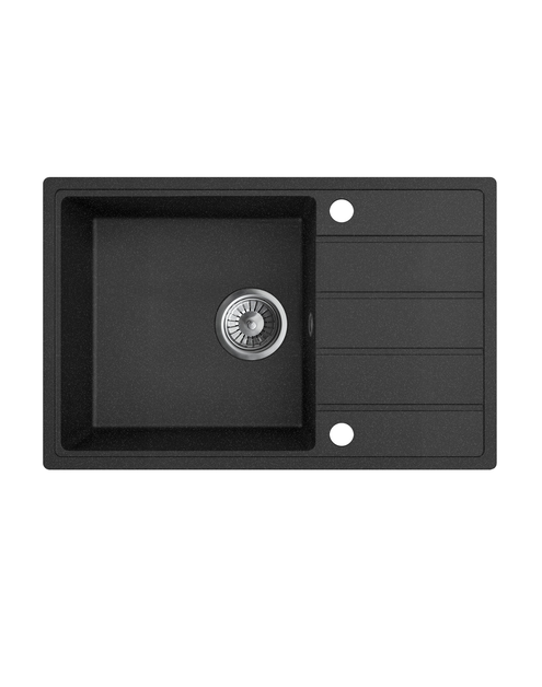 Zdjęcie: Zlewozmywak granitowy Metro grafitowy, 1 duża komora z ociekaczem, 68x44x19,5 cm syfon manualny MILÓ