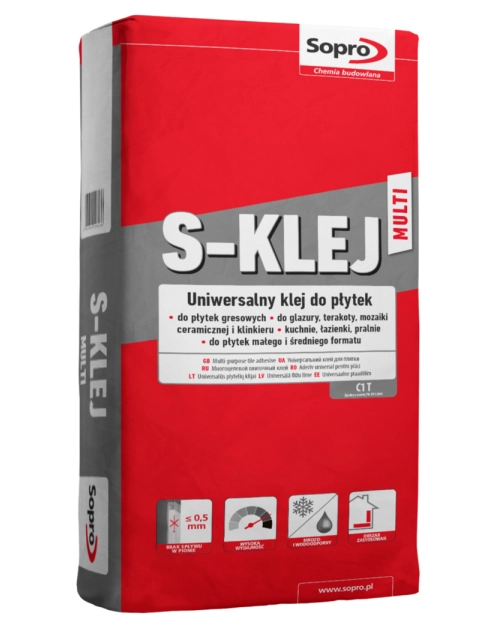 Zdjęcie: Klej do płytek S-KLEJ multi - Uniwersalny 22,5 kg SOPRO