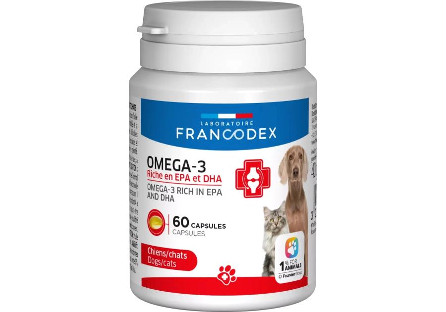 Zdjęcie: Kapsułki Omega-3 przeciwzapalne, dla psów i kotów 60 kapsułek FRANCODEX