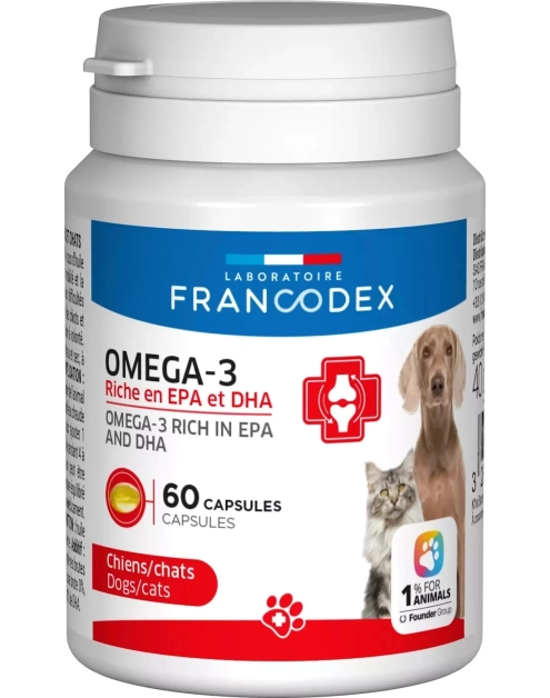 Zdjęcie: Kapsułki Omega-3 przeciwzapalne, dla psów i kotów 60 kapsułek FRANCODEX