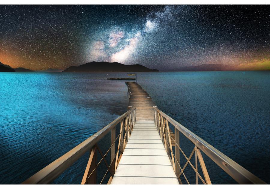 Zdjęcie: Obraz Canvas Silver 85x113 cm Jetty at night STYLER