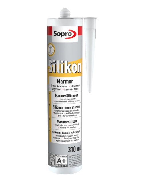 Zdjęcie: Silikon do kamieni naturalnych MarmorSilikon piaskowy szary 310 ml SOPRO