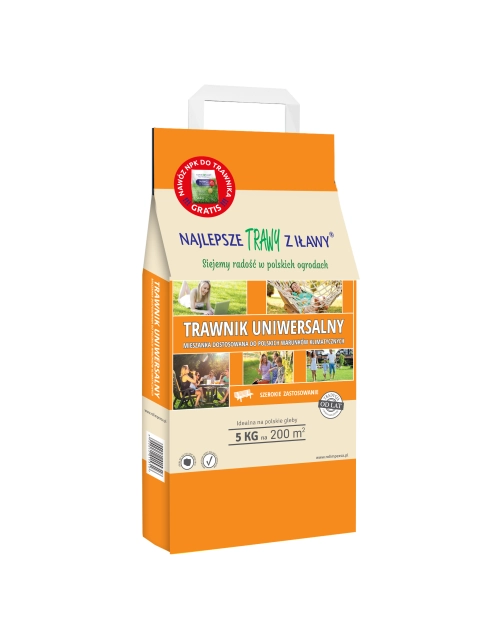 Zdjęcie: Nasiona traw uniwersalne 5 kg + nawóz do trawnika 4 kg NAJLEPSZE TRAWY Z IŁAWY