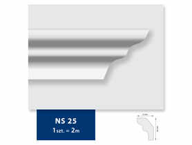 Listwa sufitowa ze styropianu NS 25, 2 sztuki 200x2,5x1,5 cm biały DMS