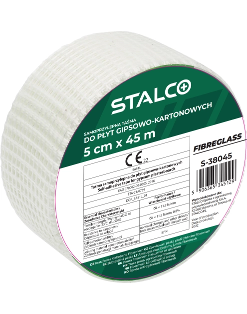 Zdjęcie: Taśma antyrysowa fibermesh do płyt G-K 50 mm x 45 m STALCO
