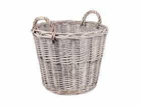 Kosz wiklinowy z uchwytami 38x38x30/37 cm szary TIN TOURS