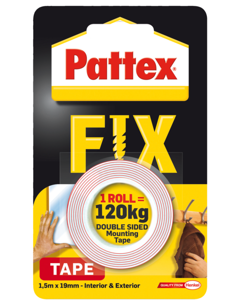 Zdjęcie: Taśma dwustronna, 1,5 m x 19 mm PATTEX FIX