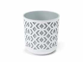 Doniczka Aztek 14 cm biały + wkład jasny szary LAMELA