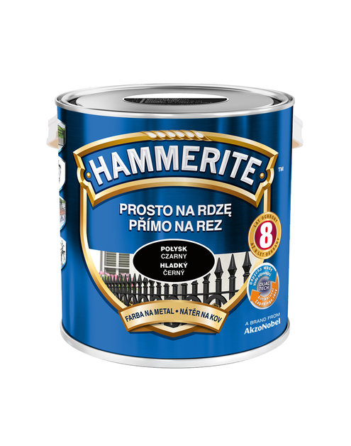 Zdjęcie: Farba do metalu 2,5 L czarny połysk HAMMERITE