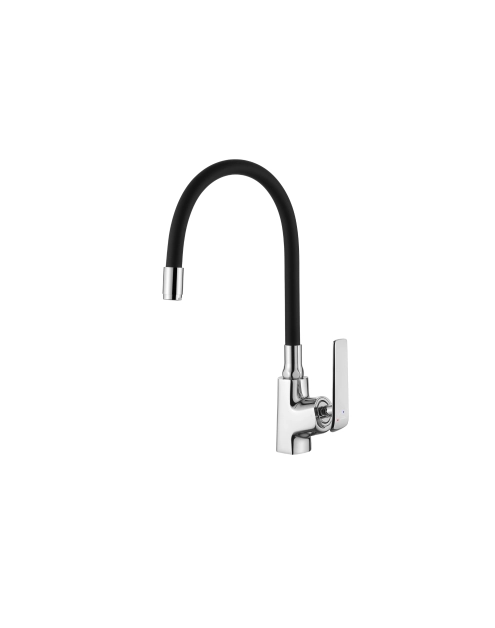 Zdjęcie: Bateria zlewozmywakowa z elastyczną wylewką i systemem Eco Start Ligaria, chrom/czarna INVENA