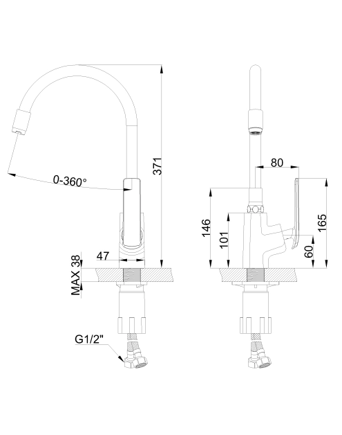 Zdjęcie: Bateria zlewozmywakowa z elastyczną wylewką i systemem Eco Start Ligaria, chrom/czarna INVENA