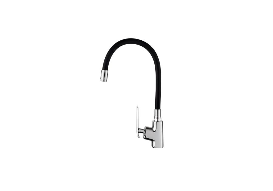 Zdjęcie: Bateria zlewozmywakowa z elastyczną wylewką i systemem Eco Start Ligaria, chrom/czarna INVENA