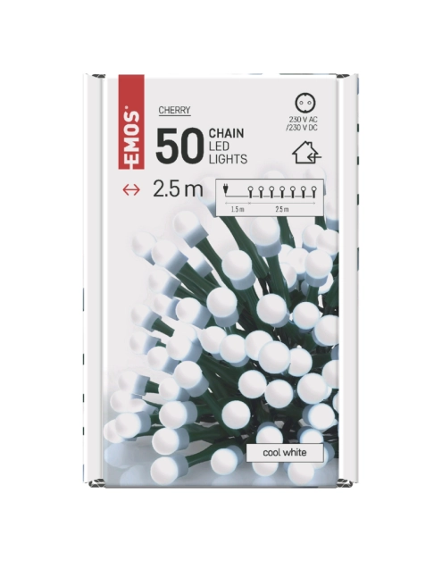 Zdjęcie: Lampki choinkowe 50 LED kulki 2,5 m IP20 CW EMOS