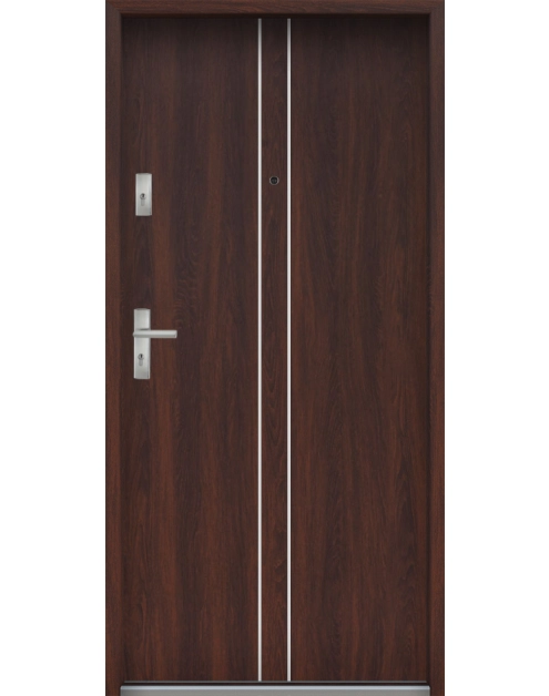Zdjęcie: Drzwi wejściowe do mieszkań Bastion A-38 Orzech japoński 80 cm prawe ODR KR CENTER