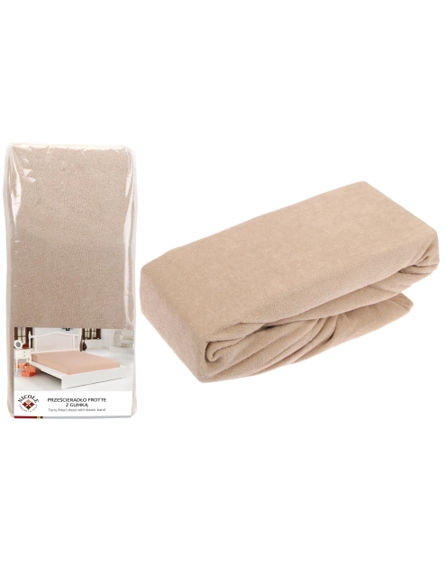 Zdjęcie: Prześcieradło frotte z gumką 90x200x30 cm beige RAVI