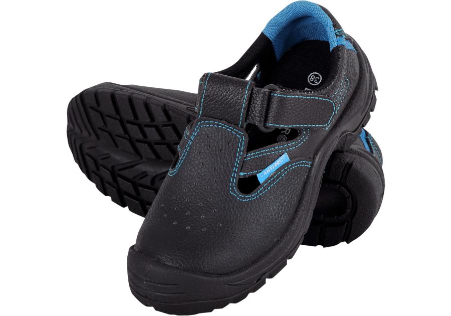 Zdjęcie: Sandały damskie skórzane czarno-niebieskie, s1 src, 42, CE, LAHTI PRO