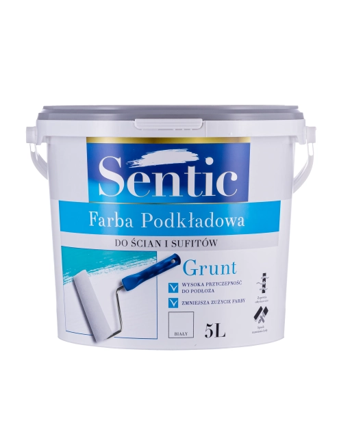 Zdjęcie: Farba akrylowa wewnętrzna podkładowa 5 L biała SENTIC