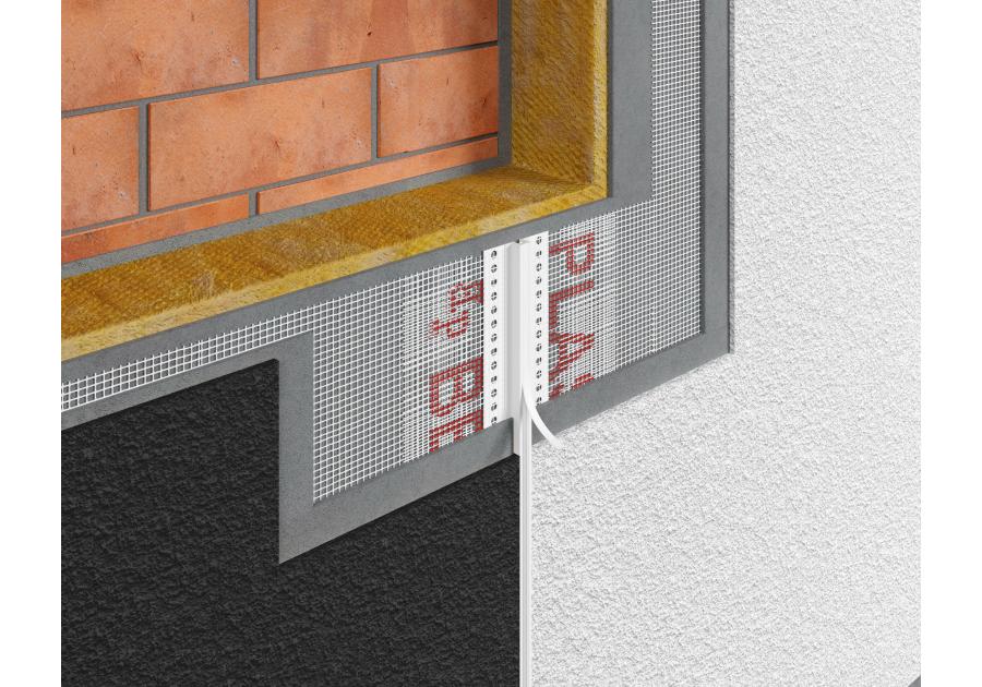 Zdjęcie: Listwa PVC dylatacyjna podtynkowa z siatką i elementem stabilizującym BP15EXT L300 biała BELLA PLAST