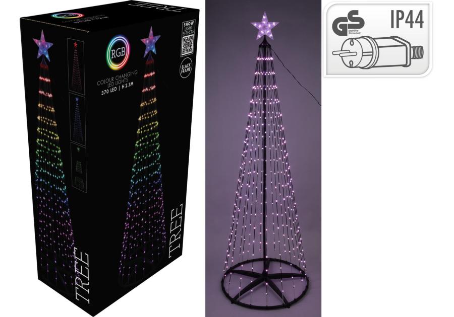 Zdjęcie: Choinka 210 cm 370 led rgb czarny KOOPMAN