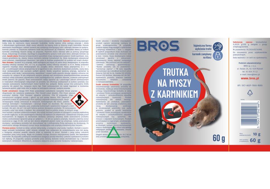 Zdjęcie: Trutka na myszy z karmnikiem 60 g BROS