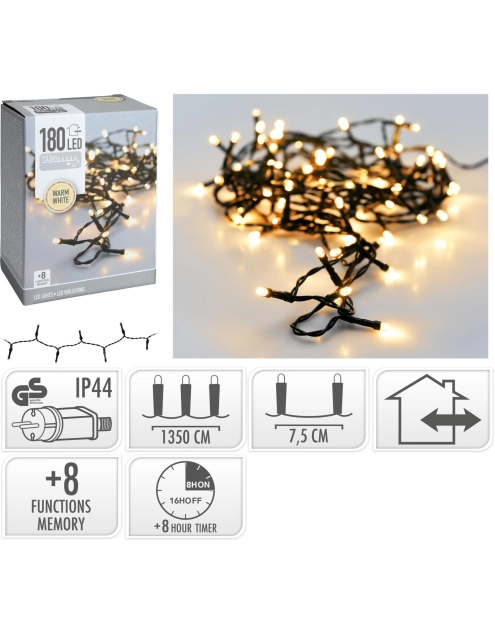 Zdjęcie: Łańcuch świetlny 13,5 m 180 led ciepły biały KOOPMAN