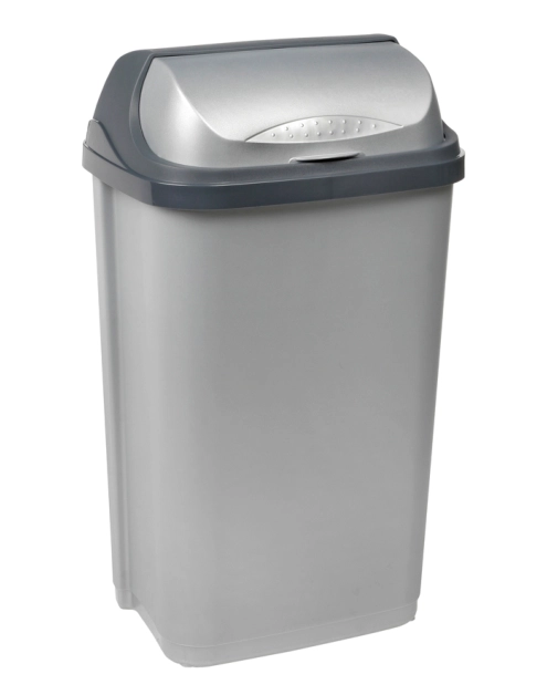 Zdjęcie: Kosz na śmieci z odchylaną pokrywą rasmus 50 L srebrny KEEEPER