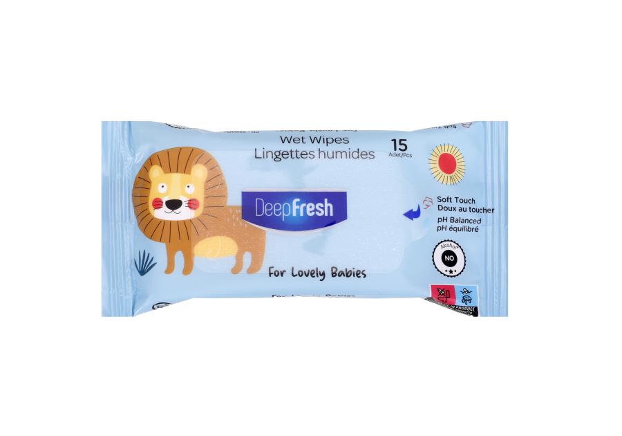 Zdjęcie: Chusteczki nawilżane dla dzieci DF Lovely Babies 15 sztuk Leon RAVI