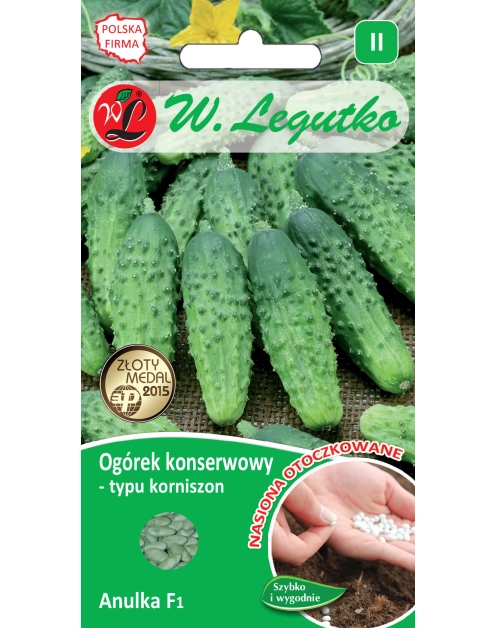 Zdjęcie: Ogórek gruntowy korniszon Anulka F1 nasiona otoczkowane 50 szt. W. LEGUTKO