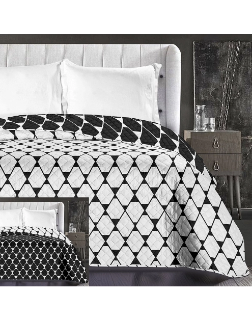 Zdjęcie: Narzuta Rhombuses biało-czarna 170x210 cm DECO KING