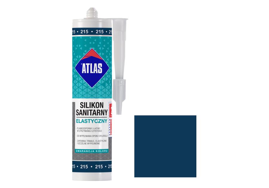 Zdjęcie: Silikon sanitarny elastyczny, 215 atramentowy, 280 ml ATLAS