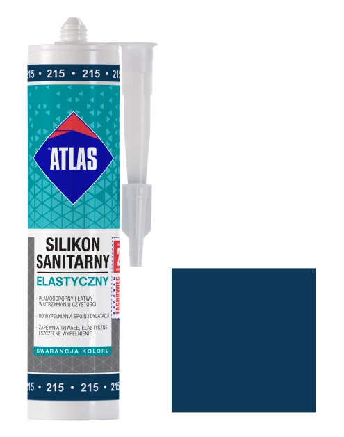 Zdjęcie: Silikon sanitarny elastyczny, 215 atramentowy, 280 ml ATLAS