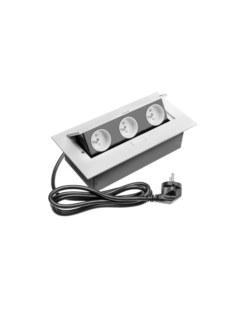 Zdjęcie: Przedłużacz biurkowy 3 x gniazdo z uziemieniem, kabel zasilający z wtyczką biały GTV