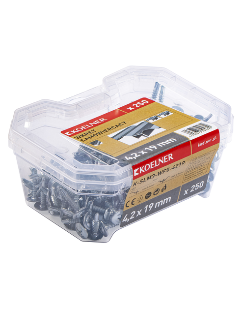 Zdjęcie: Wkręt samowiercący do cienkich blach i drewna 4,2x19 mm, 250 sztuk KOELNER