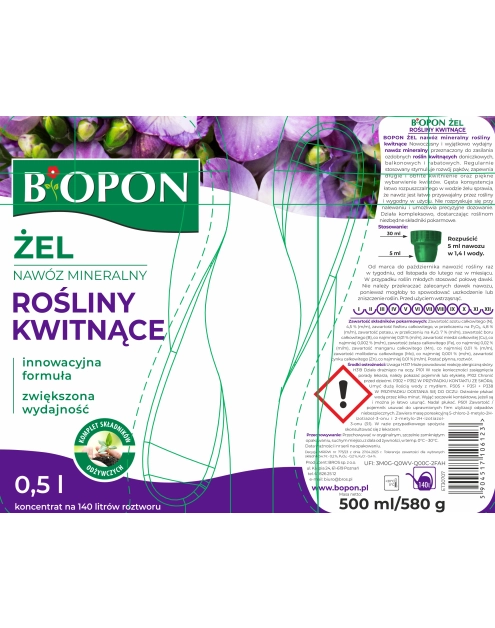 Zdjęcie: Żel nawóz mineralny do roślin kwitnących 0,5 L BOPON