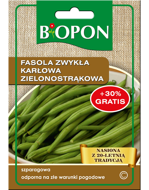 Zdjęcie: Fasola zwykła karłowa Jagusia zielonostrąkowa 25 g BIOPON