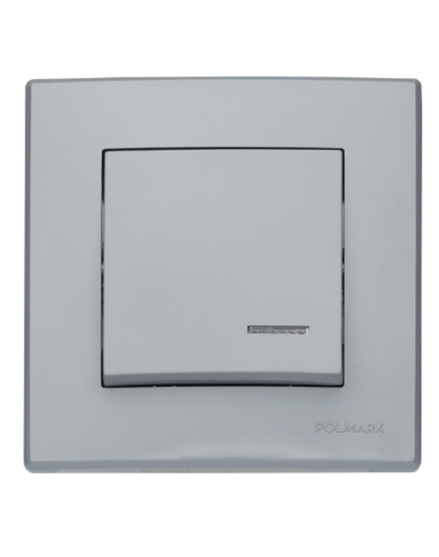 Zdjęcie: Łącznik pojedynczy Milano jednobiegunowy z podświetleniem ŁP-1LS.PO popiel POLMARK