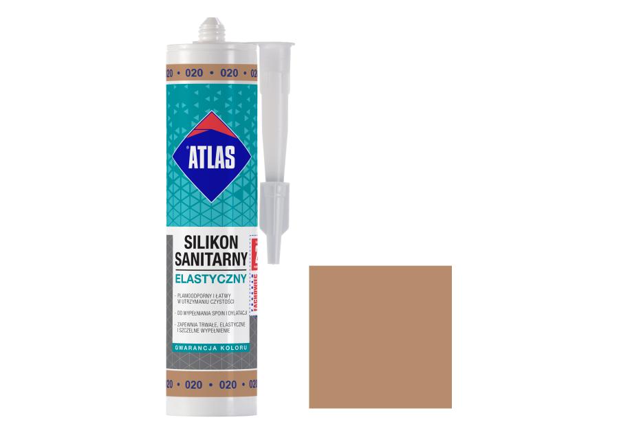 Zdjęcie: Silikon sanitarny elastyczny 020 beżowy 280 ml ATLAS