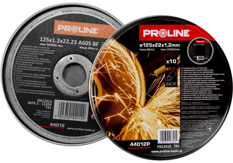 Zdjęcie: Tarcze do cięcia stali kwasoodpornej t41,125x1,2x22a60s, kpl. 10 szt. PROLINE