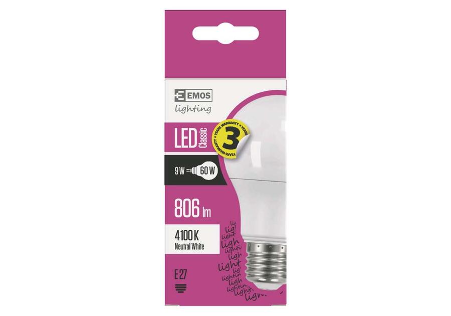 Zdjęcie: Żarówka LED Classic A60 9W E27 neutralna biel EMOS
