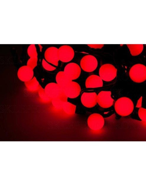 Zdjęcie: Lampki choinkowe kulki LED 50 lampek czerwone 6,5 m VOLTENO