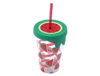 Zdjęcie: Kubek z tworzywa ze słomką i silikonową pokrywką 500 ml 9 x 13,5 cm dekoracja arbuz ALTOM DESIGN