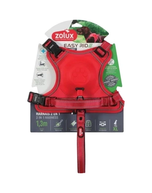 Zdjęcie: Szelki dla psa ze smyczą automatyczną Easyride XL czerwone ZOLUX