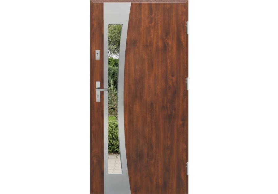 Zdjęcie: Drzwi zewnętrzne stalowo-drewniane Disting Otello 17B Dąb złoty 100 cm prawe KR CENTER