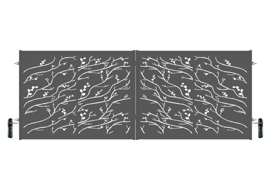 Zdjęcie: Brama dwuskrzydłowa Melania 4,00 m, 1,50 m, stal ocynk+RAL7016 struktura z automatem POLBRAM