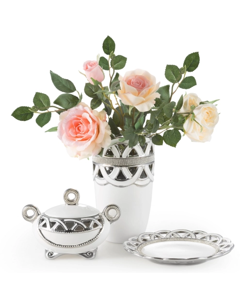 Zdjęcie: Wazon Leia 16x16x28 cm biało-srebrny EUROFIRANY