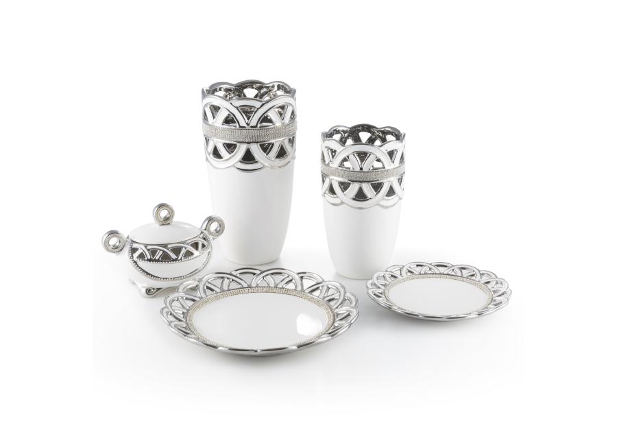 Zdjęcie: Wazon Leia 16x16x28 cm biało-srebrny EUROFIRANY