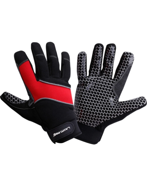 Zdjęcie: Rękawice warsztatowe antypoślizgowe czarno-czerwone 8 LAHTI PRO