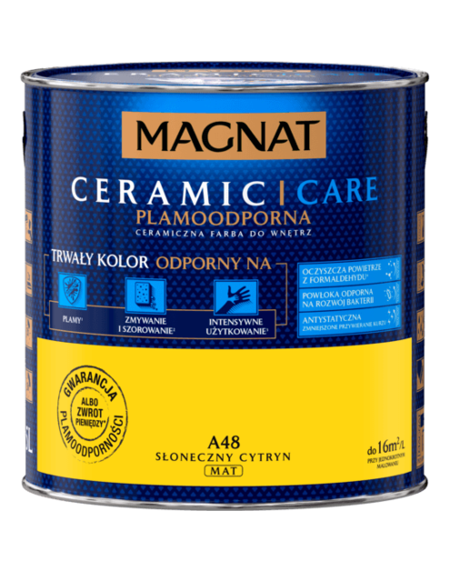 Zdjęcie: Farba do wnętrz Ceramic Care 2,5 L słoneczny cytryn MAGNAT