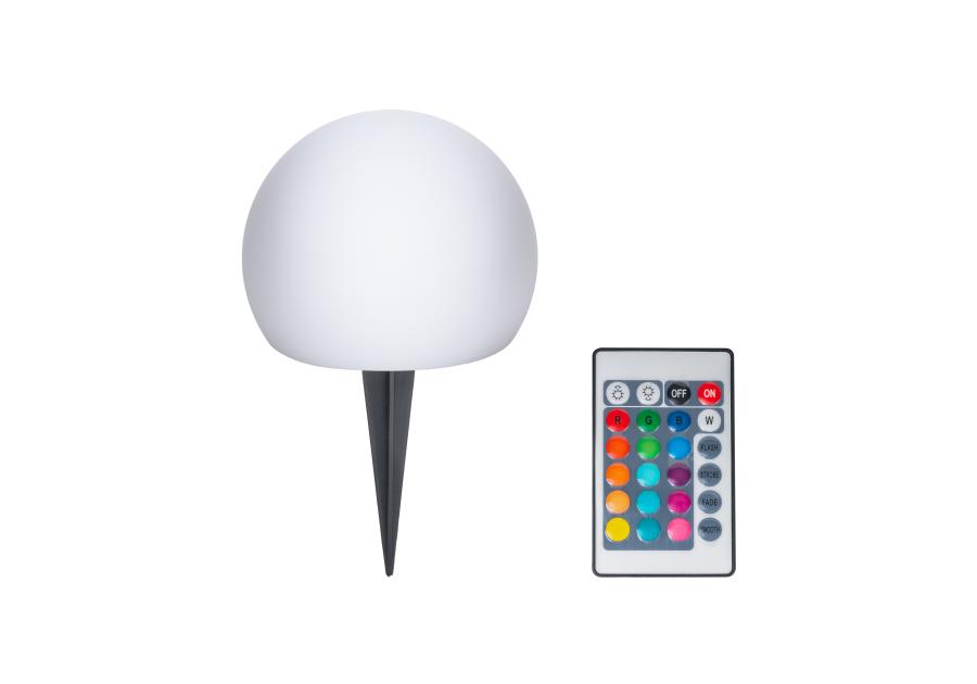 Zdjęcie: Lampka solarowa kula 20 cm RGB + pilot biała naziemna VOLTENO